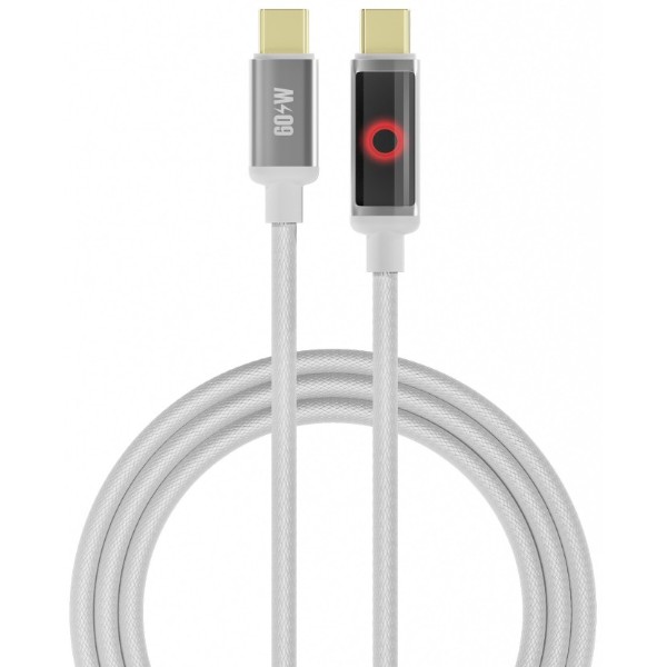 Фото - Кабель YOKI SMART PULSE Type-C to Type-C 60W 1.2m White (SM33)